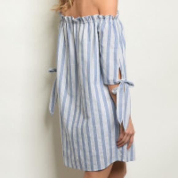 BLUE & Gray STRIPED TUNIC DRESS - Picture 7 of 8